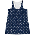 Blue And White Anchor Pattern Print Women's Racerback Tank Top