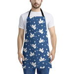 Blue And White Angel Pattern Print Apron