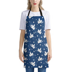 Blue And White Angel Pattern Print Apron