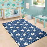 Blue And White Angel Pattern Print Area Rug