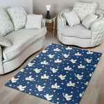 Blue And White Angel Pattern Print Area Rug