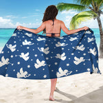 Blue And White Angel Pattern Print Beach Sarong Wrap
