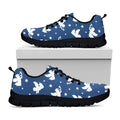 Blue And White Angel Pattern Print Black Running Shoes