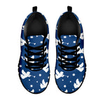 Blue And White Angel Pattern Print Black Sneakers