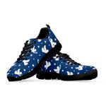 Blue And White Angel Pattern Print Black Sneakers