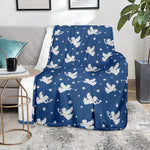 Blue And White Angel Pattern Print Blanket