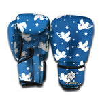 Blue And White Angel Pattern Print Boxing Gloves