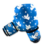 Blue And White Angel Pattern Print Boxing Gloves