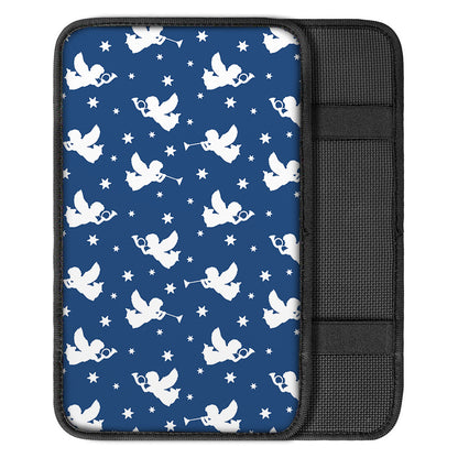 Blue And White Angel Pattern Print Car Center Console Cover