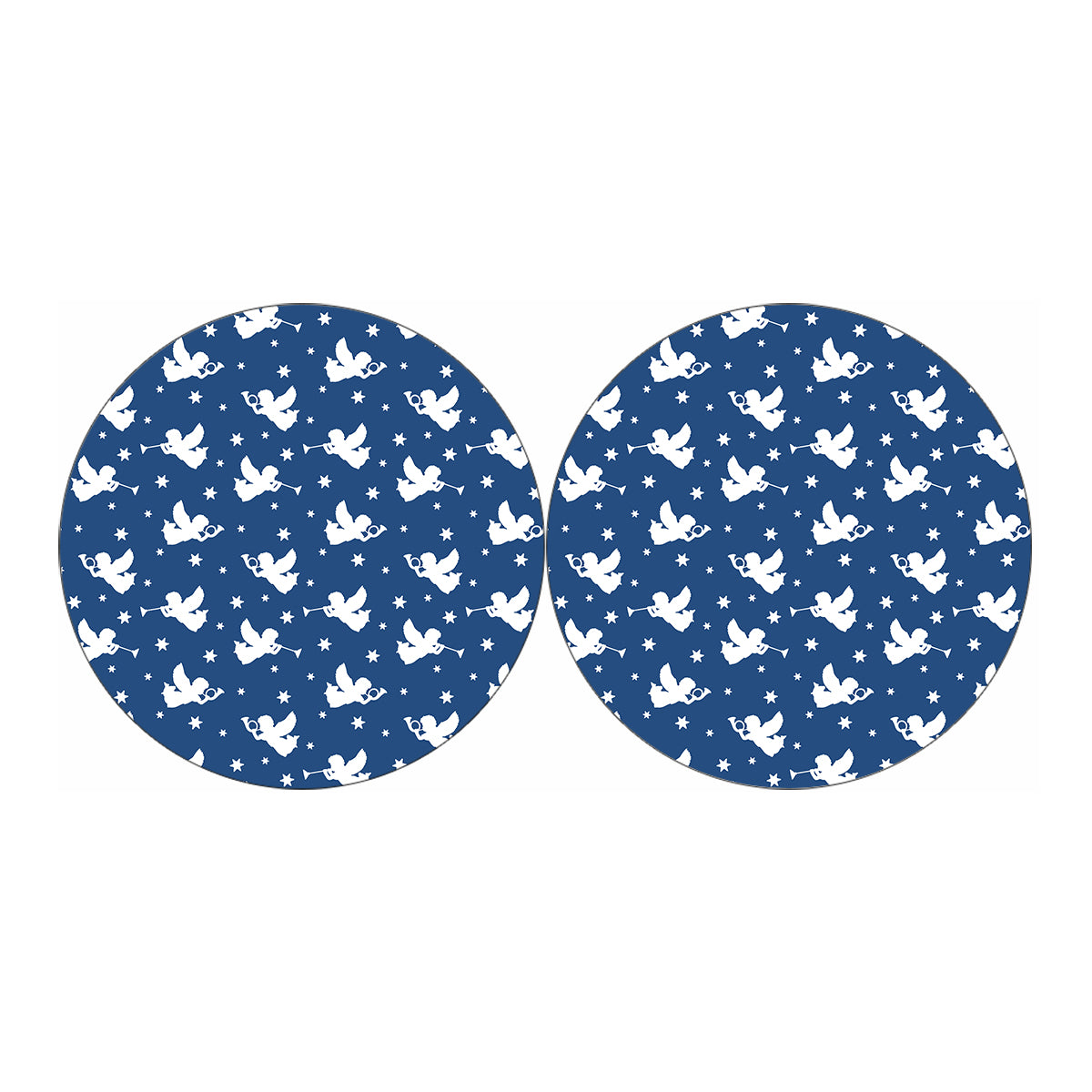 Blue And White Angel Pattern Print Car Coasters