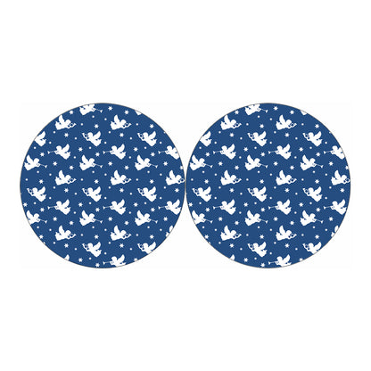 Blue And White Angel Pattern Print Car Coasters