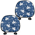 Blue And White Angel Pattern Print Car Headrest Covers