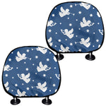 Blue And White Angel Pattern Print Car Headrest Covers