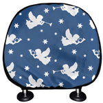 Blue And White Angel Pattern Print Car Headrest Covers