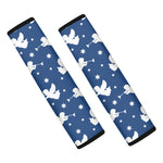 Blue And White Angel Pattern Print Car Seat Belt Covers