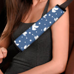 Blue And White Angel Pattern Print Car Seat Belt Covers