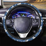 Blue And White Angel Pattern Print Car Steering Wheel Cover