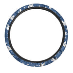 Blue And White Angel Pattern Print Car Steering Wheel Cover