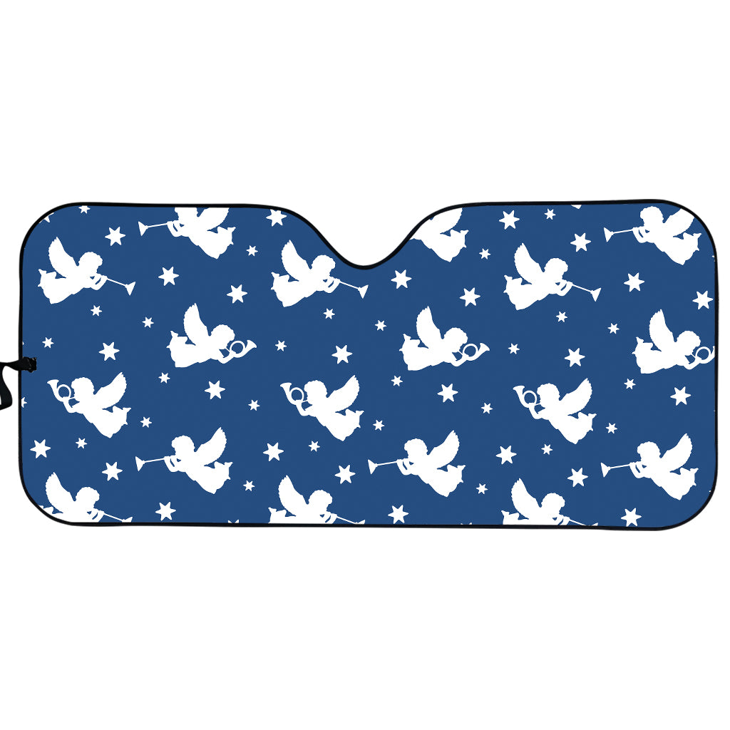 Blue And White Angel Pattern Print Car Sun Shade