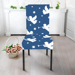 Blue And White Angel Pattern Print Dining Chair Slipcover