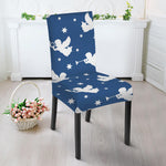 Blue And White Angel Pattern Print Dining Chair Slipcover