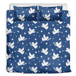 Blue And White Angel Pattern Print Duvet Cover Bedding Set