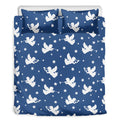 Blue And White Angel Pattern Print Duvet Cover Bedding Set