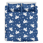 Blue And White Angel Pattern Print Duvet Cover Bedding Set