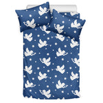 Blue And White Angel Pattern Print Duvet Cover Bedding Set