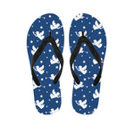 Blue And White Angel Pattern Print Flip Flops