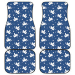 Blue And White Angel Pattern Print Front and Back Car Floor Mats
