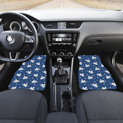 Blue And White Angel Pattern Print Front and Back Car Floor Mats