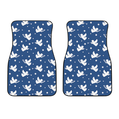 Blue And White Angel Pattern Print Front Car Floor Mats