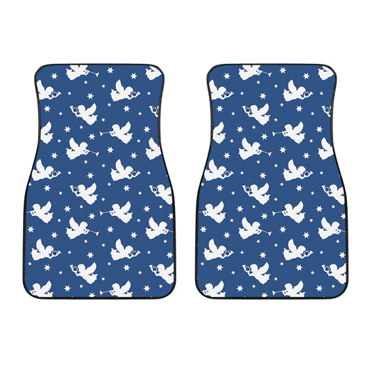 Blue And White Angel Pattern Print Front Car Floor Mats