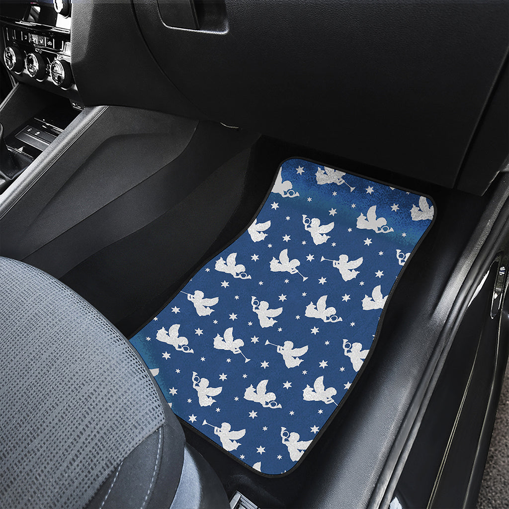 Blue And White Angel Pattern Print Front Car Floor Mats