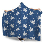 Blue And White Angel Pattern Print Hooded Blanket