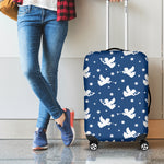 Blue And White Angel Pattern Print Luggage Cover