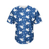 Blue And White Angel Pattern Print Men's Baseball Jersey