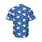 Blue And White Angel Pattern Print Men's Baseball Jersey