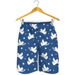 Blue And White Angel Pattern Print Men's Shorts