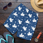 Blue And White Angel Pattern Print Men's Shorts