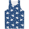 Blue And White Angel Pattern Print Men's Tank Top