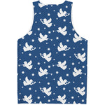 Blue And White Angel Pattern Print Men's Tank Top