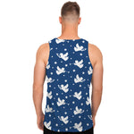 Blue And White Angel Pattern Print Men's Tank Top