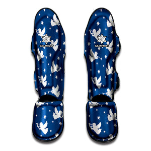 Blue And White Angel Pattern Print Muay Thai Shin Guard