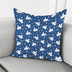 Blue And White Angel Pattern Print Pillow Cover