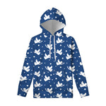 Blue And White Angel Pattern Print Pullover Hoodie