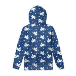 Blue And White Angel Pattern Print Pullover Hoodie