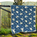 Blue And White Angel Pattern Print Quilt