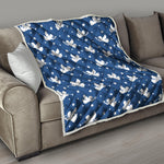 Blue And White Angel Pattern Print Quilt